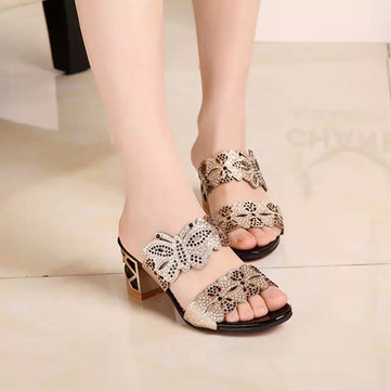 été plage chics sandales glisser sur la plate-forme pantoufles papillon strass sandales