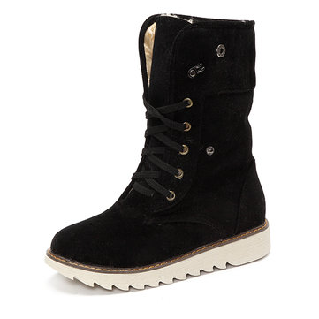 Nous la taille 5-13 femmes d'hiver en daim bottes bottes de neige en plein air à mi-mollet occasionnels