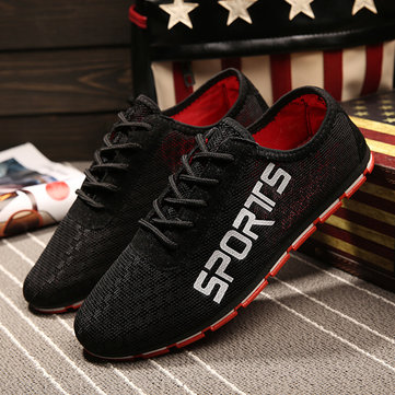 Hommes tissu maillot respirant sport plat running chaussures occasionnels