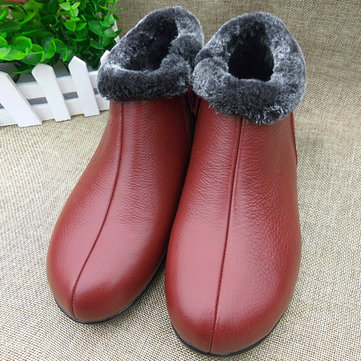 Doublure fourrure synthétique chaude fermeture à glissière bout rond cheville court bottes de neige