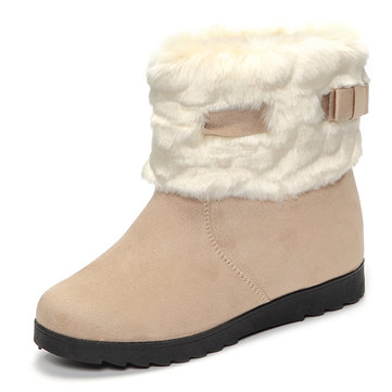 Casual doublure en faux plié bout rond talon compensé cheville glissement sur ??les bottes