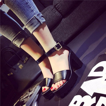 Pompes sangle femmes cheville sandales souples semelle plateforme chunky chaussures hauts talons