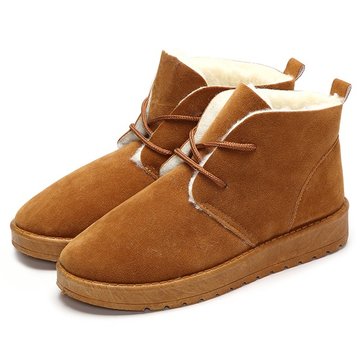 Couleur pure lacer laine polaire doublure des bottes de neige courtes