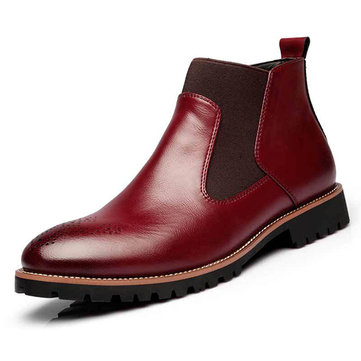 Homme Confortable en Cuir Véritable Elastique Bande Botte de Cheville
