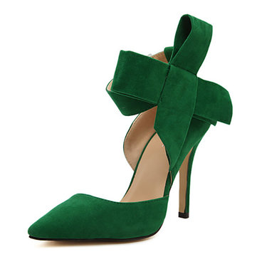 Mode féminine haut talon en daim glissement artificiel bout pointu talon mince pompes chaussures