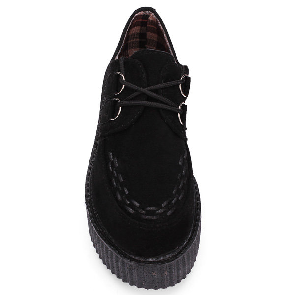 Faux plateforme punk daim dentelle-up chaussures plates de la Colombie-rétro femmes