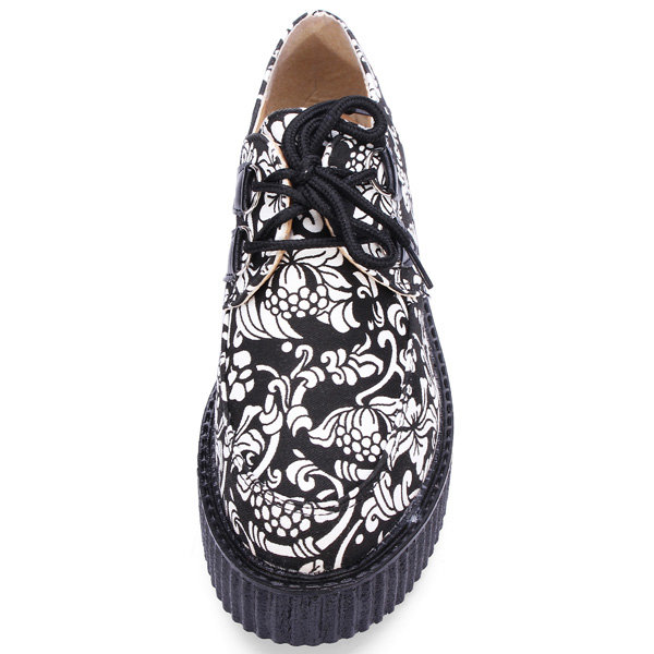 Rétro dentelle d'impression de style jusqu'à épaisse plate-forme de talons chaussures de sport& 