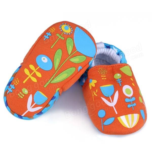Bébé fleur de bande dessinée chaussures de prewalker infantile apprentissage douce chaussures