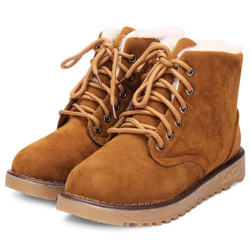 Les femmes hiver lacets en coton cheville neige bottes chaudes&nbsp;